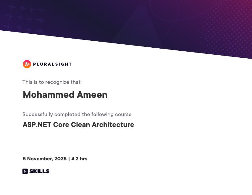 ASP.NET Core Clean Architecture certificate