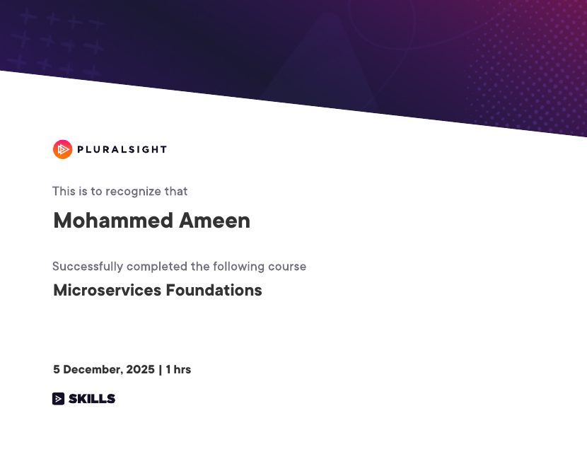 Microservices Foundations certificate